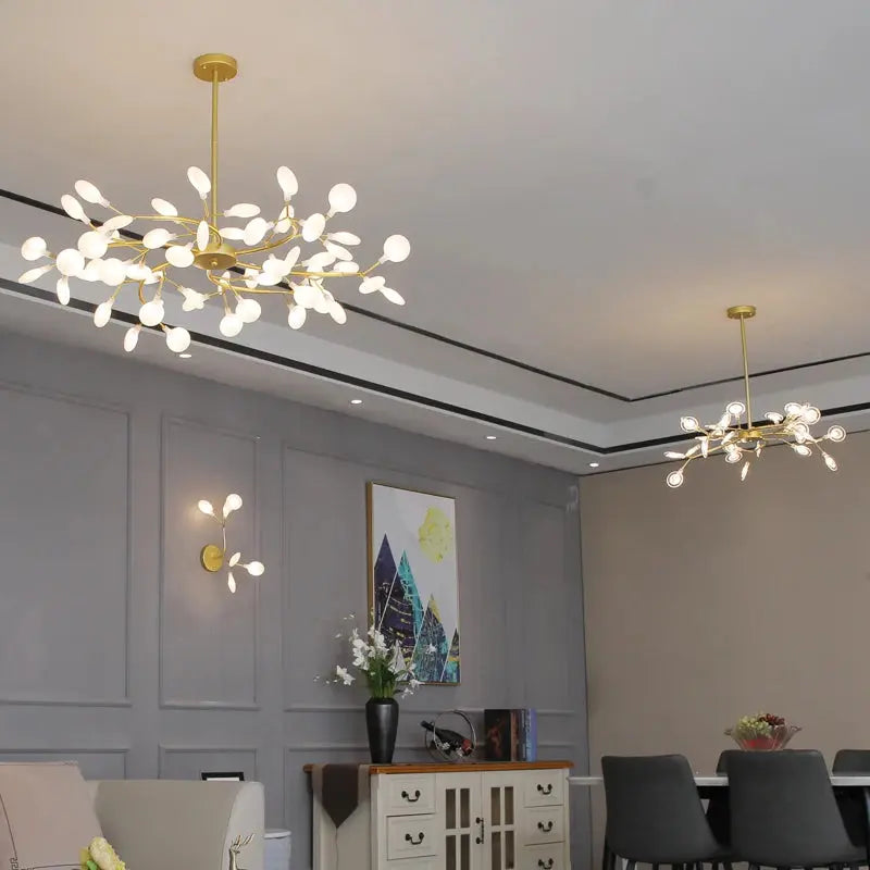 Sputnik Branch Firefly Chandelier Gold&Black